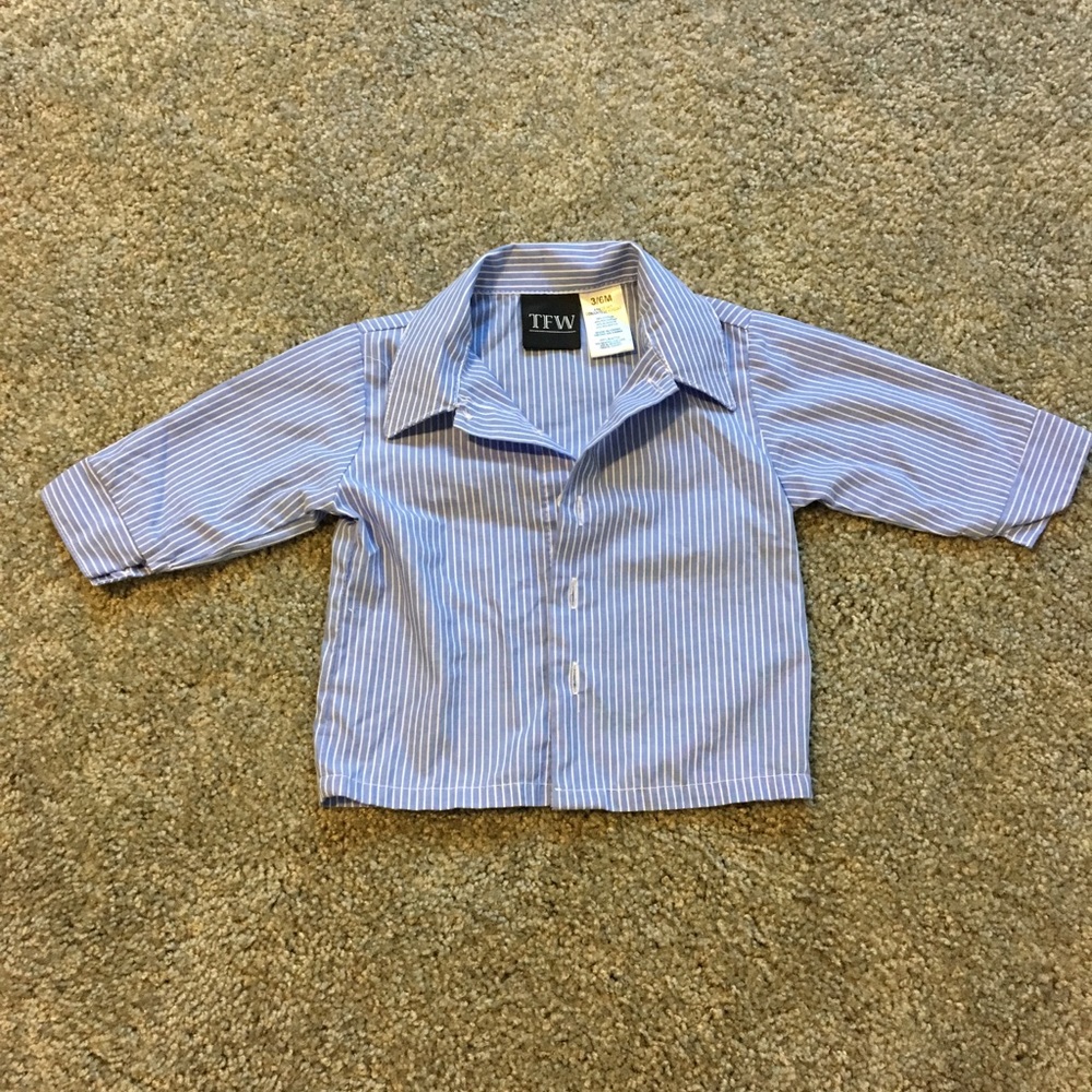 Baby blue and white button up shirt